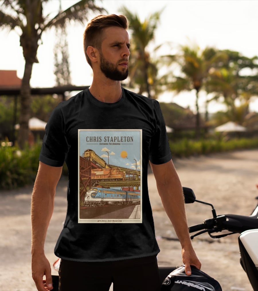 Chris Stapleton Featuring The Honchos Special Guest Maggie Rose Aug 19 2026 Allianz Amphitheater Riverfront Richmond Virginia Vintage Trains Scene T-Shirt