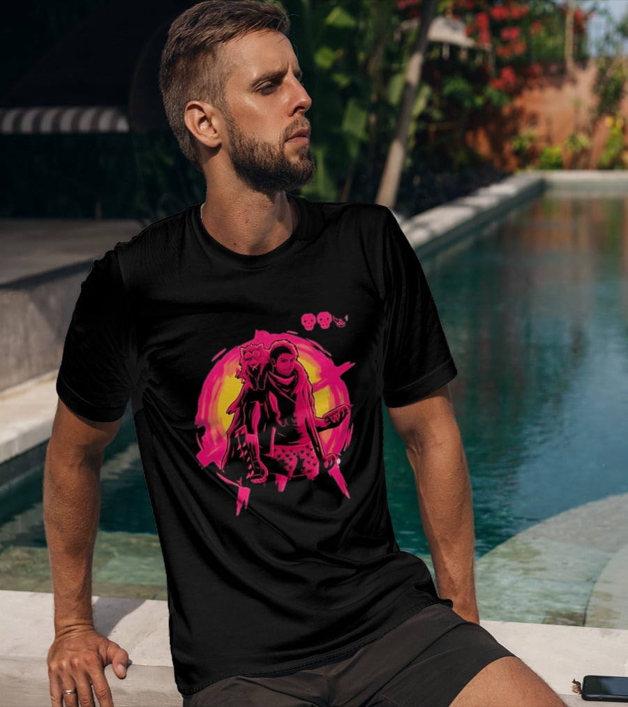 Post Apocalyptic Survivor Cat Companion Heart Boxers Pink Skull T-Shirt