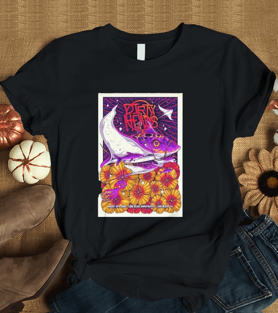 Dirty Heads Long Beach Amphitheater August 18 2026 Vibrant Stingray And Flowers T-Shirt