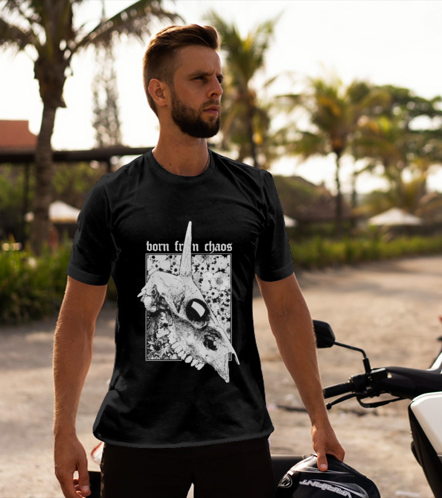 Born From Chaos Animal Skull Floral Gothic Aesthetic T-Shirt