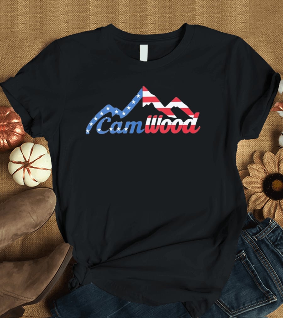 CamWood American Flag Mountain Baseball Training USA Stars And Stripes T-Shirt