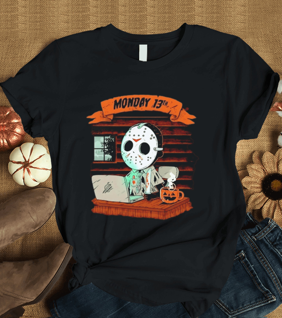 Jason Voorhees Monday 13th Office Work Halloween Horror Movie T-Shirt