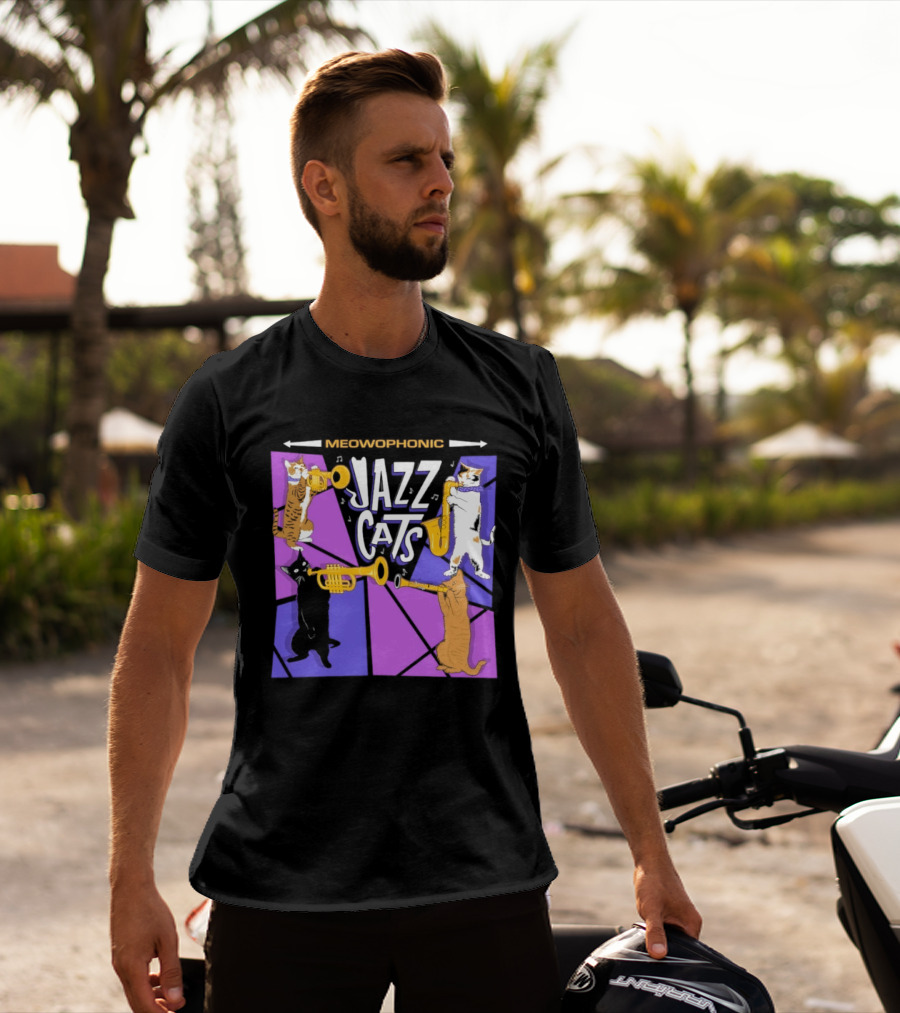 Meowophonic Jazz Cats Playing Trumpets And Saxophones T-Shirt