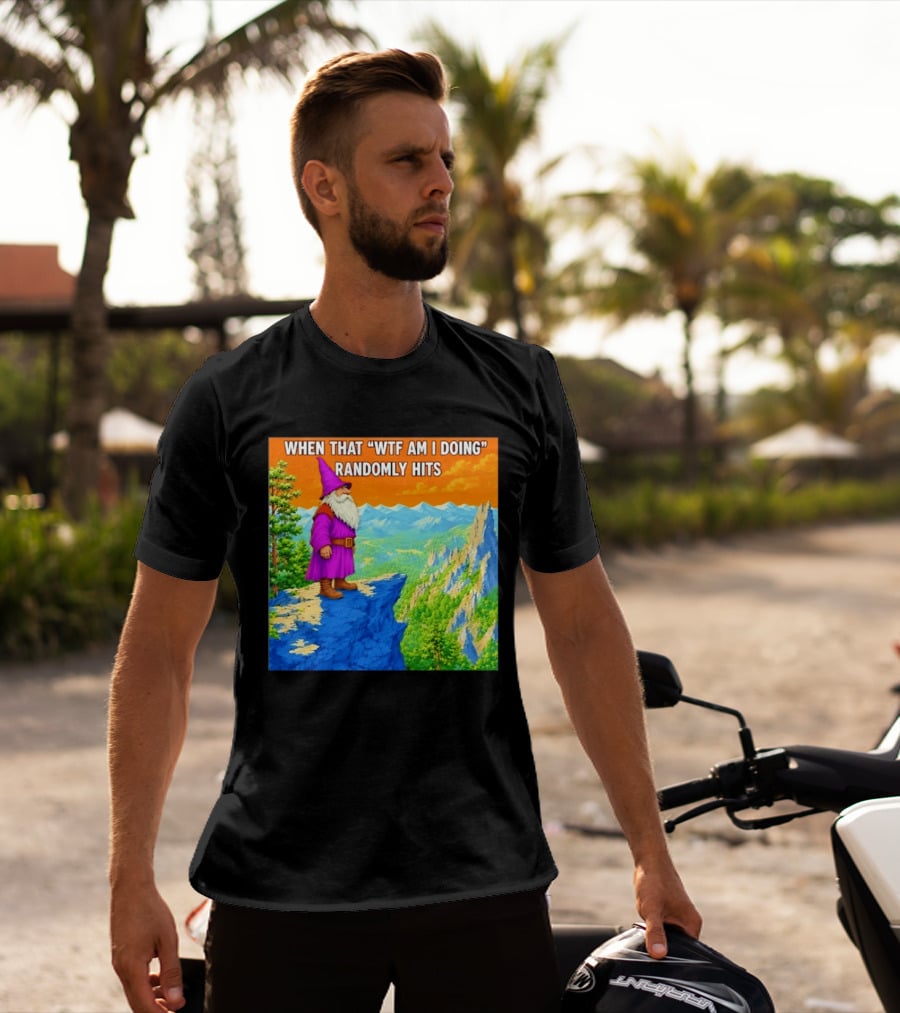 When That WTF Am I Doing Randomly Hits Wizard On Cliff T-Shirt