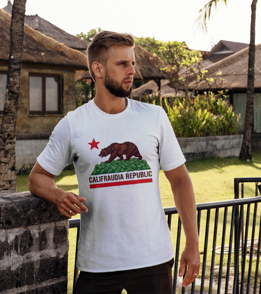 CalifraudIA Republic Bear On Money With Red Star T-Shirt