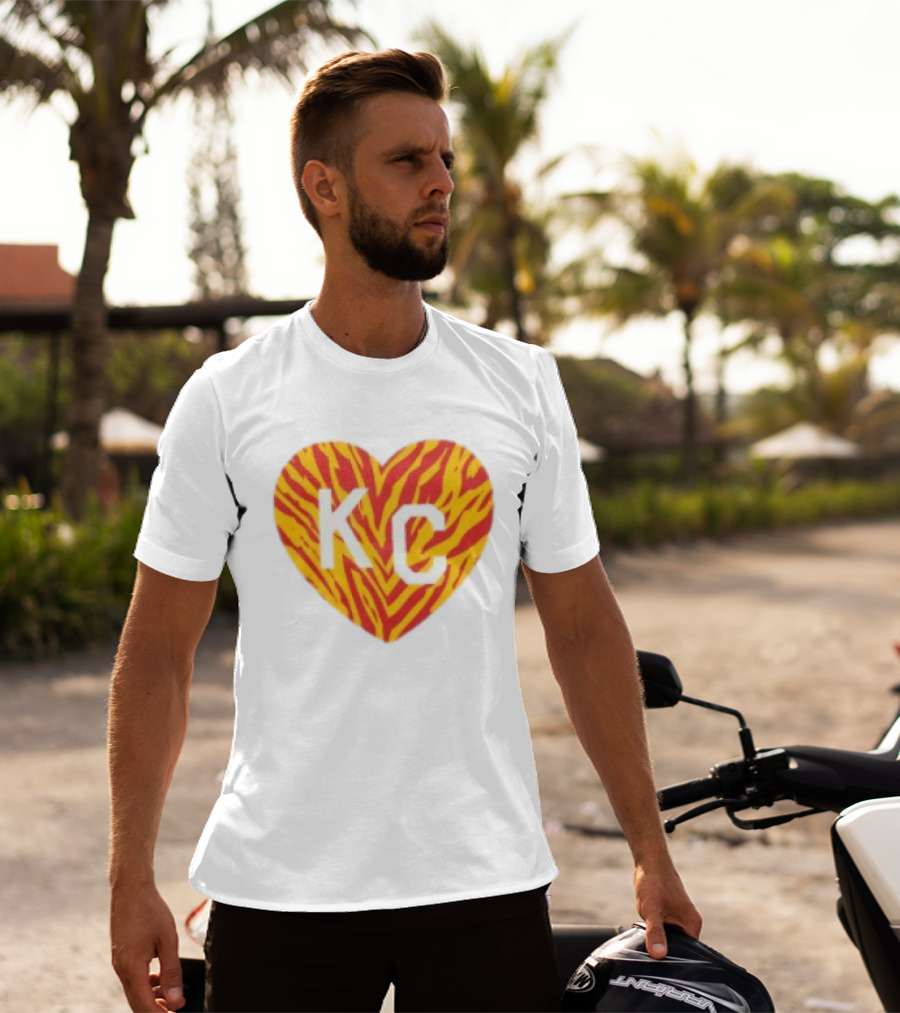 Made In KC Red Yellow Stripes Heart Charlie Hustle T-Shirt