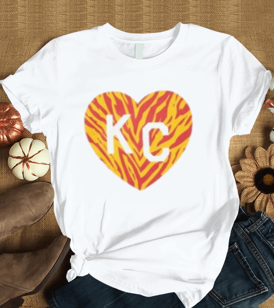 Made In KC Red Yellow Stripes Heart Charlie Hustle T-Shirt