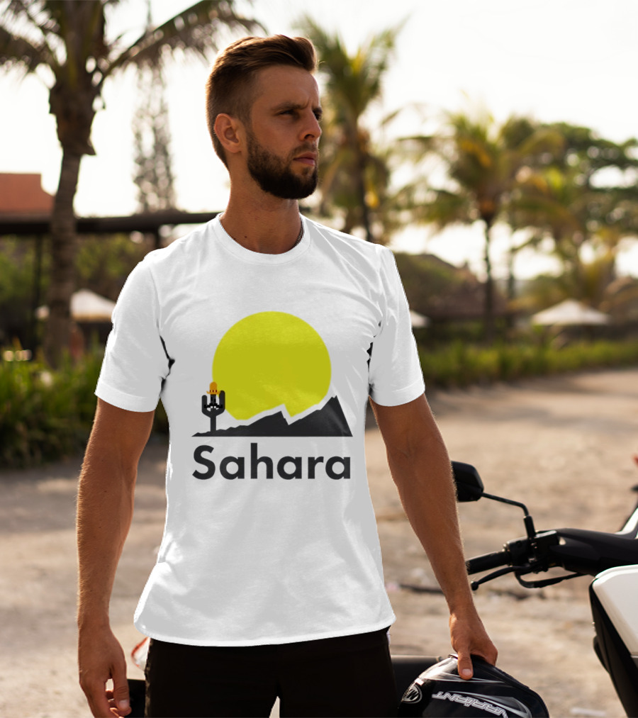 Sahara Desert Cactus Pixel Art With Sombrero Sunset Scene T-Shirt