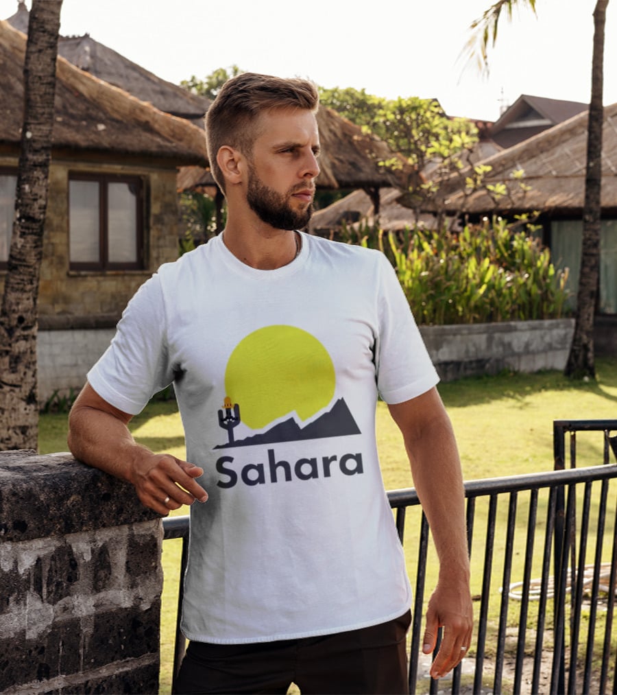 Sahara Desert Cactus Pixel Art With Sombrero Sunset Scene T-Shirt