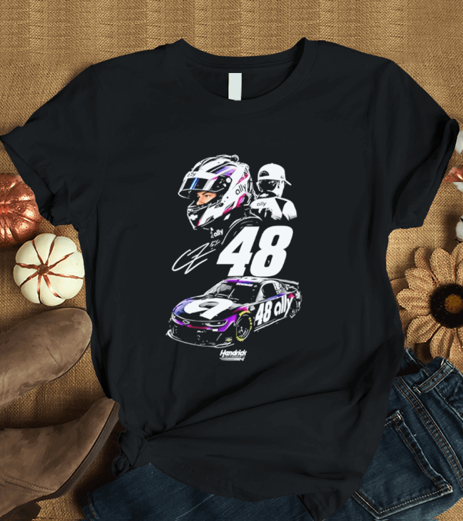 Alex Bowman 48 Ally Racing Helmet Car Hendrick Motorsports T-Shirt
