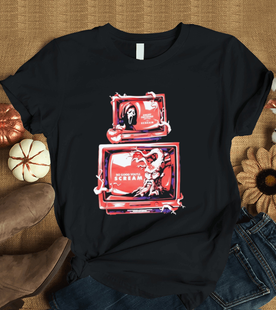 Angry Orchard Hard Cider So Good You'll Scream Retro TV Horror T-Shirt