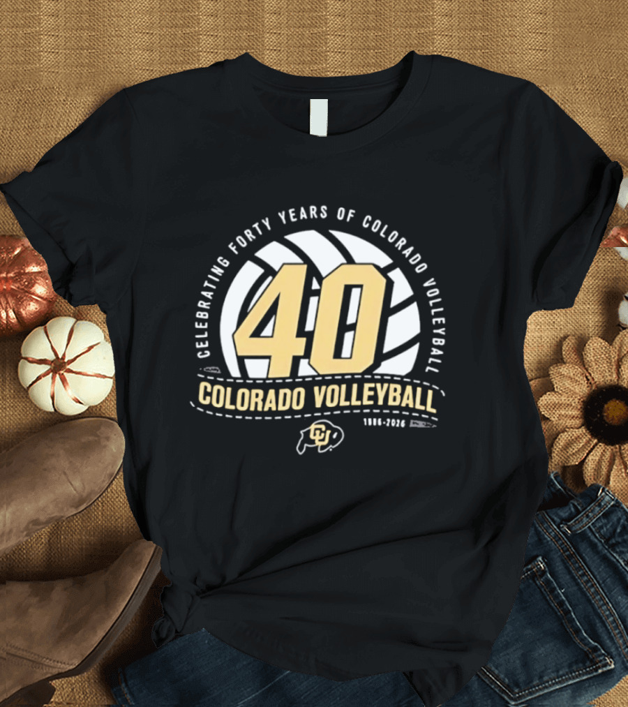 Celebrating Forty Years Of Colorado Volleyball 1986 2026 40th Anniversary Buffs T-Shirt