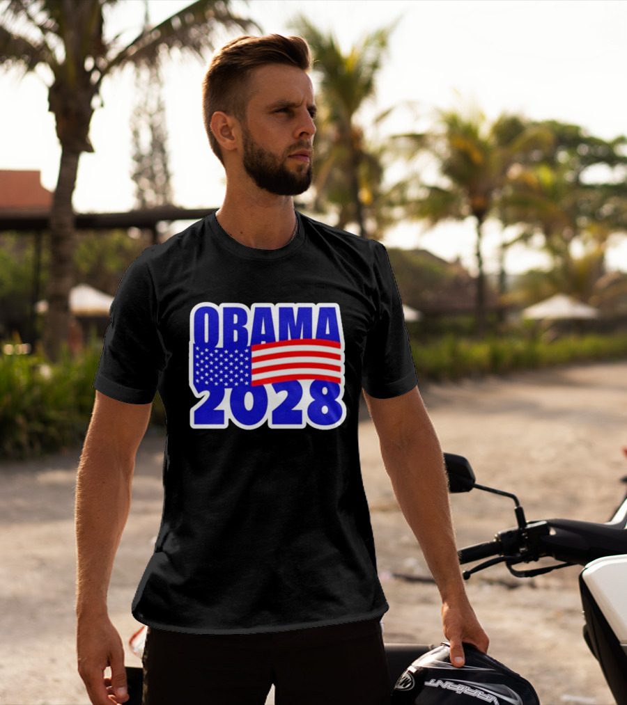 Obama 2028 American Flag Campaign T-Shirt