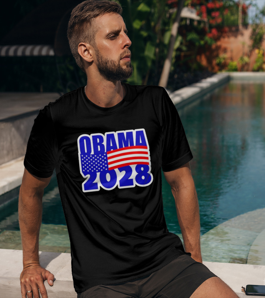 Obama 2028 American Flag Campaign T-Shirt
