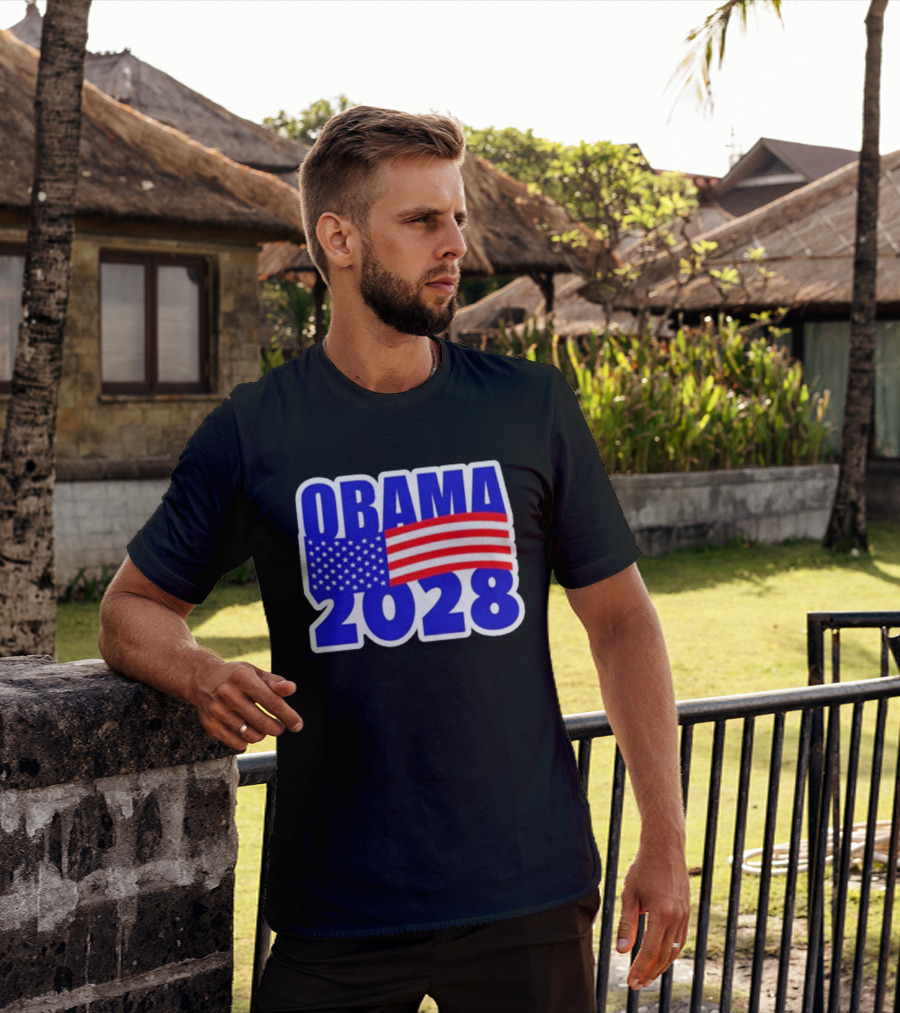 Obama 2028 American Flag Campaign T-Shirt