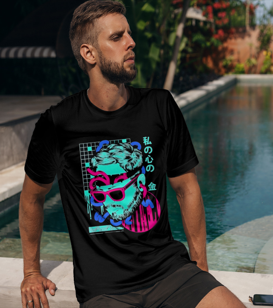 Vaporwave Aesthetic Japanese Text My Heart's Money Neon T-Shirt