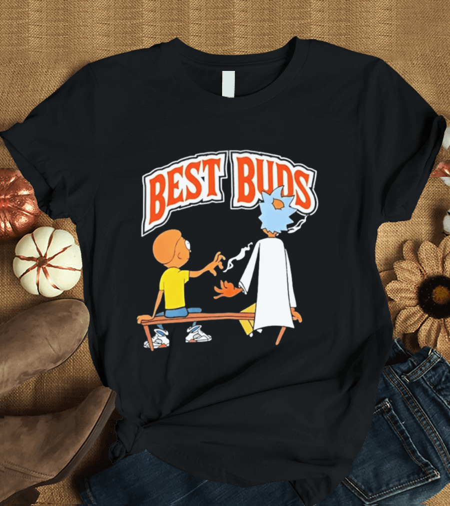 Rick And Morty Best Buds Adult Swim Cartoon Smoking Bench Scene T-Shirt