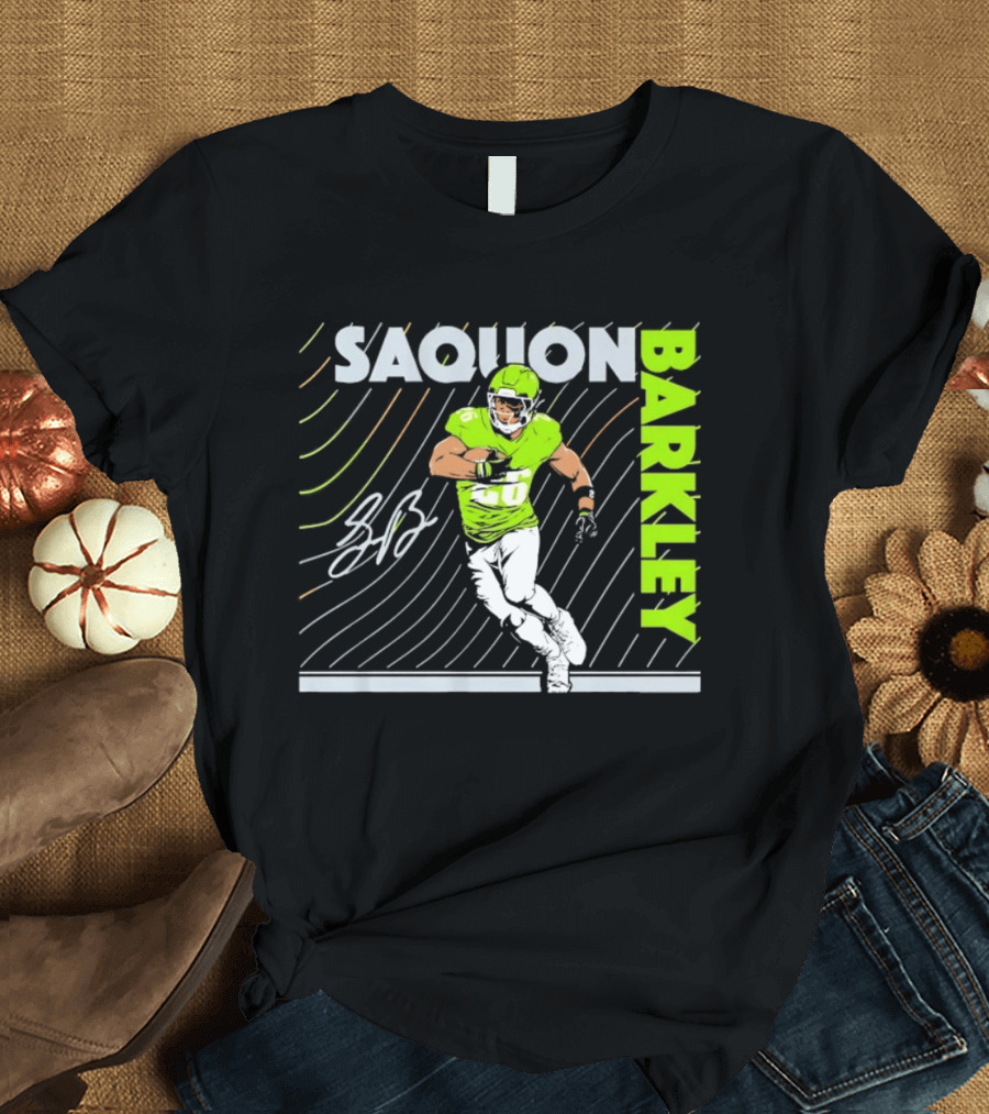 Saquon Barkley 26 Running Back Neon Green Philadelphia Eagles T-Shirt