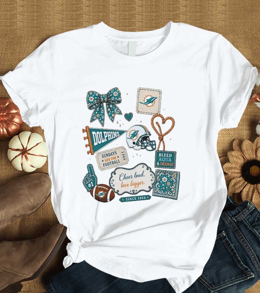 Miami Dolphins Cheer Loud Bleed Aqua Sundays Since 1966 T-Shirt
