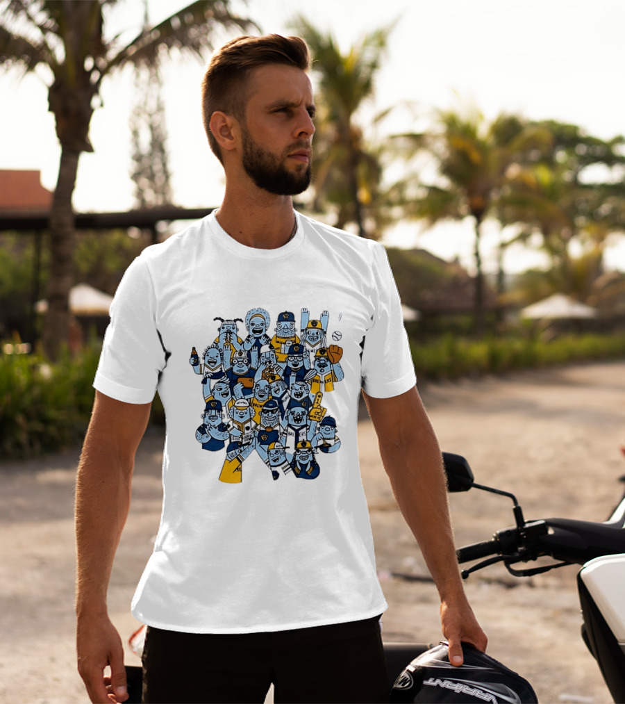 Milwaukee Brewers Fan Cartoon Characters Baseball Crowd T-Shirt