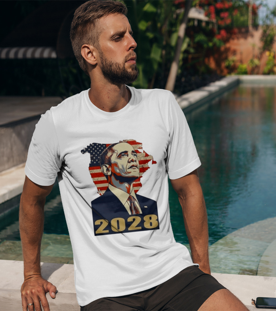Obama 2028 With American Flag T-Shirt