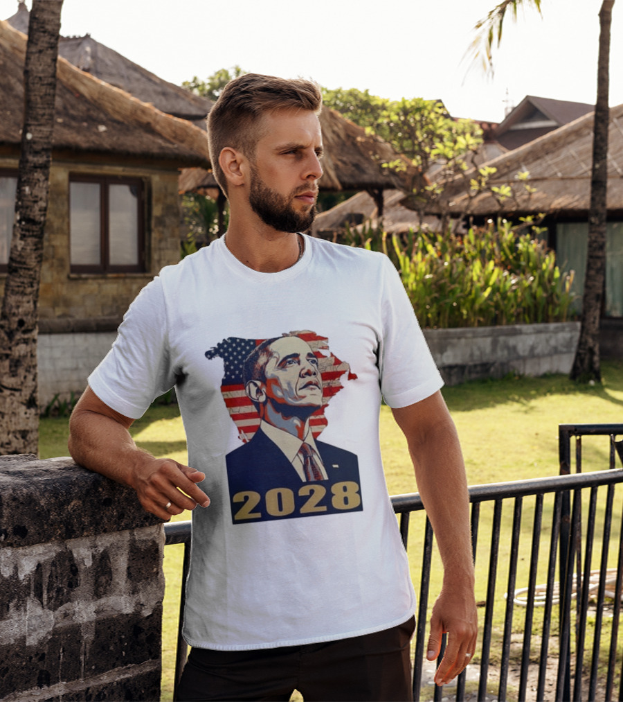 Obama 2028 With American Flag T-Shirt