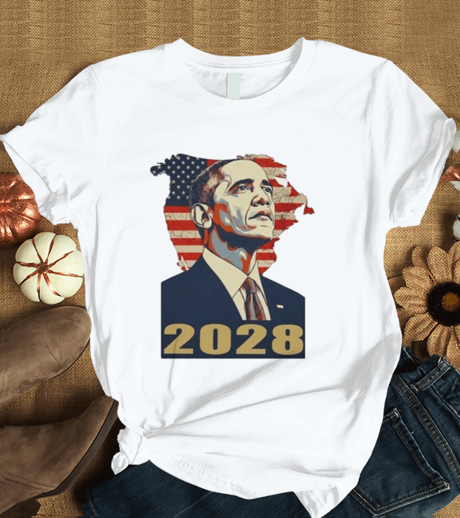 Obama 2028 With American Flag T-Shirt