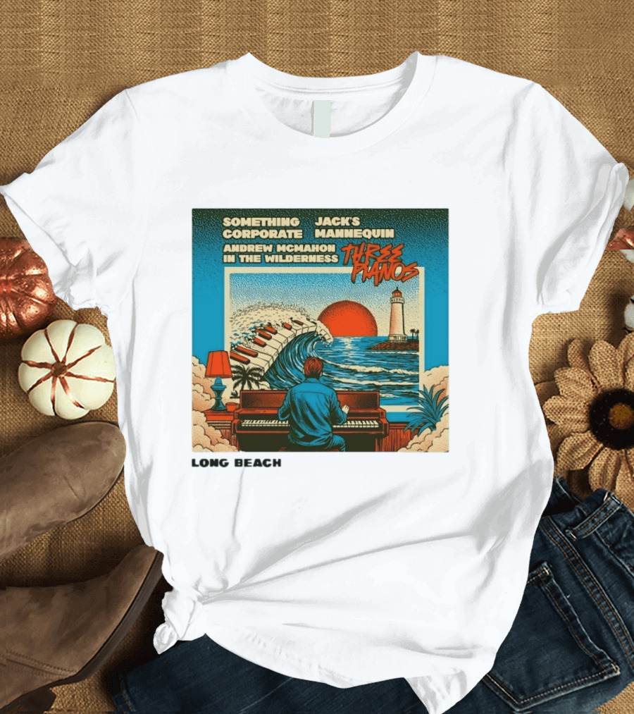 Andrew McMahon Three Pianos Long Beach Concert T-Shirt