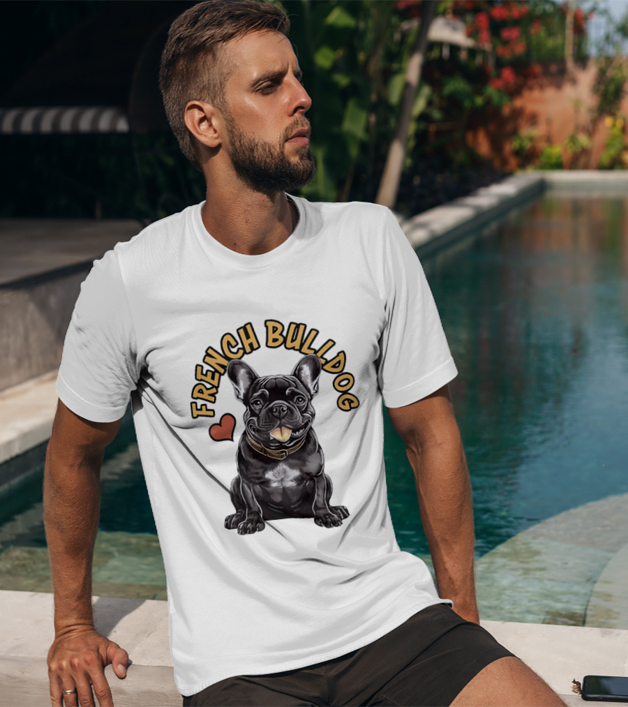 French Bulldog With Heart Frenchie Dog Lover T-Shirt
