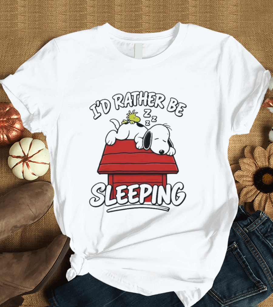 I’d Rather Be Sleeping Snoopy And Woodstock T-Shirt