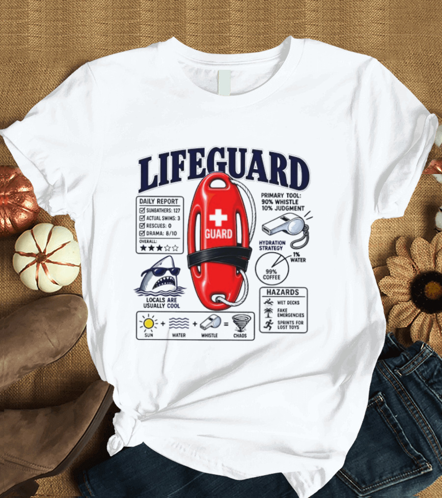 Lifeguard Daily Report Coffee And Whistle Chaos T-Shirt