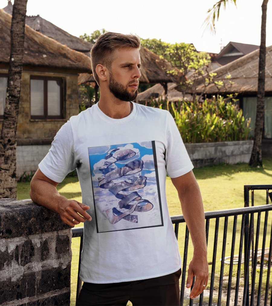 Cloudy Sky Ribbon Twirl T-Shirt