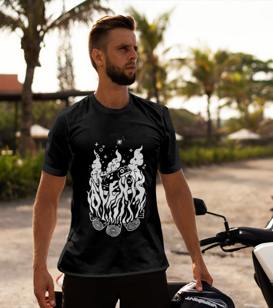 Alexisonfire Boiled Frogs Surreal Cartoon Frog With Flaming Logs T-Shirt