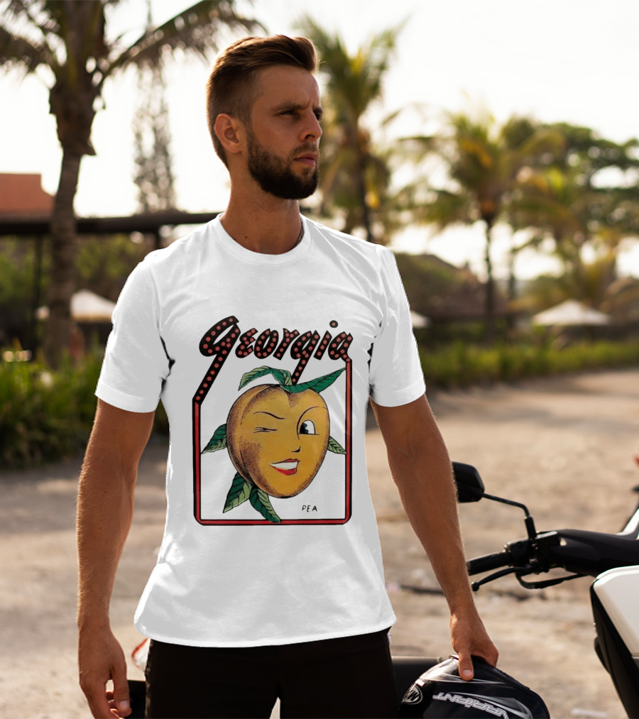 Georgia Peach Vintage Winking Icon Savannah Macon Atlanta Augusta 1950's T-Shirt