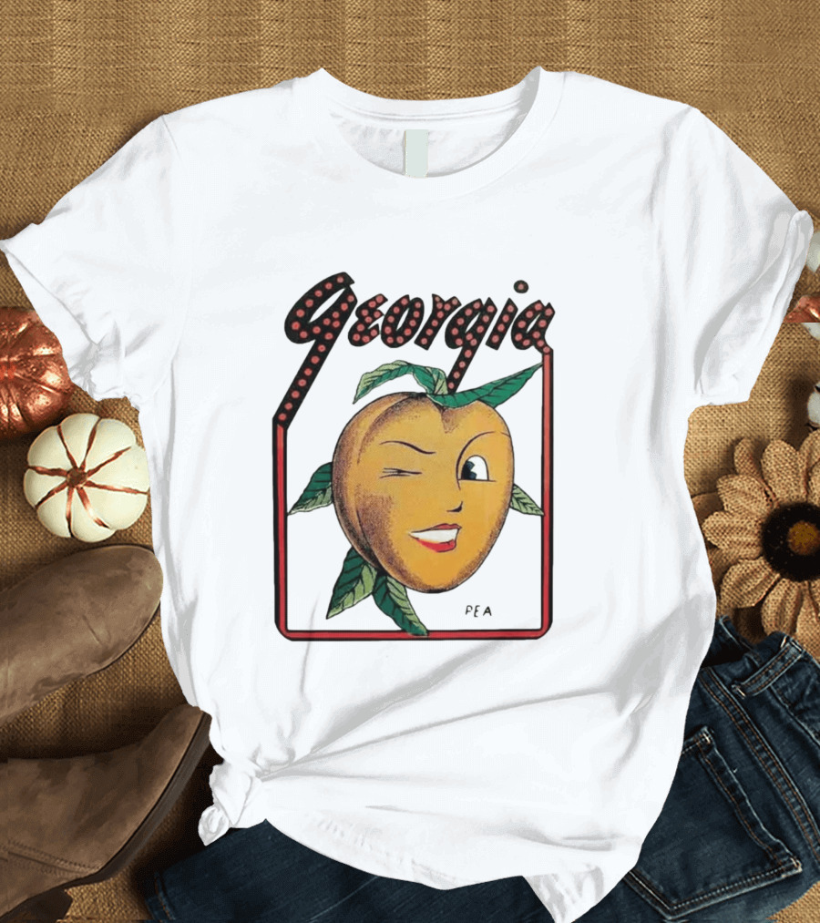Georgia Peach Vintage Winking Icon Savannah Macon Atlanta Augusta 1950's T-Shirt