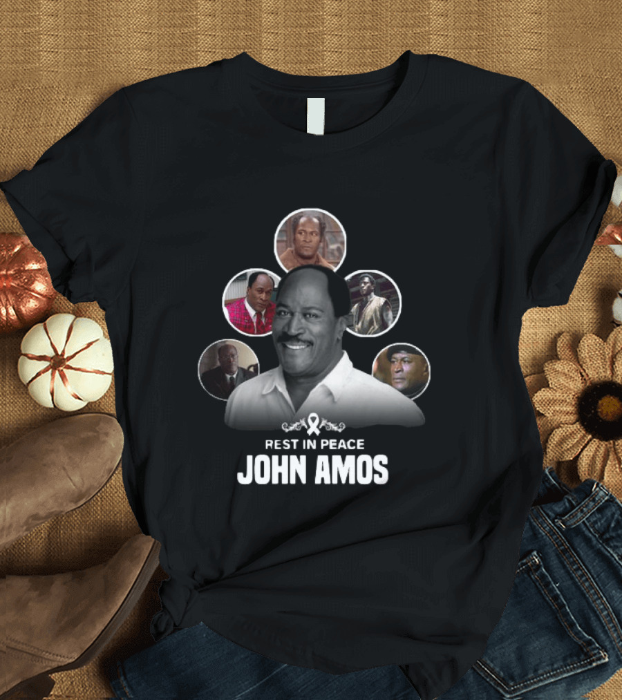 Rest In Peace John Amos Ribbon Tribute With Iconic Role Images T-Shirt