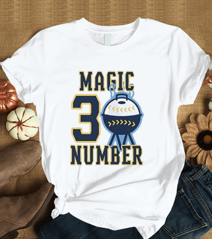 Milwaukee Brewers Magic Number 3 Baseball Grill Sports T-Shirt