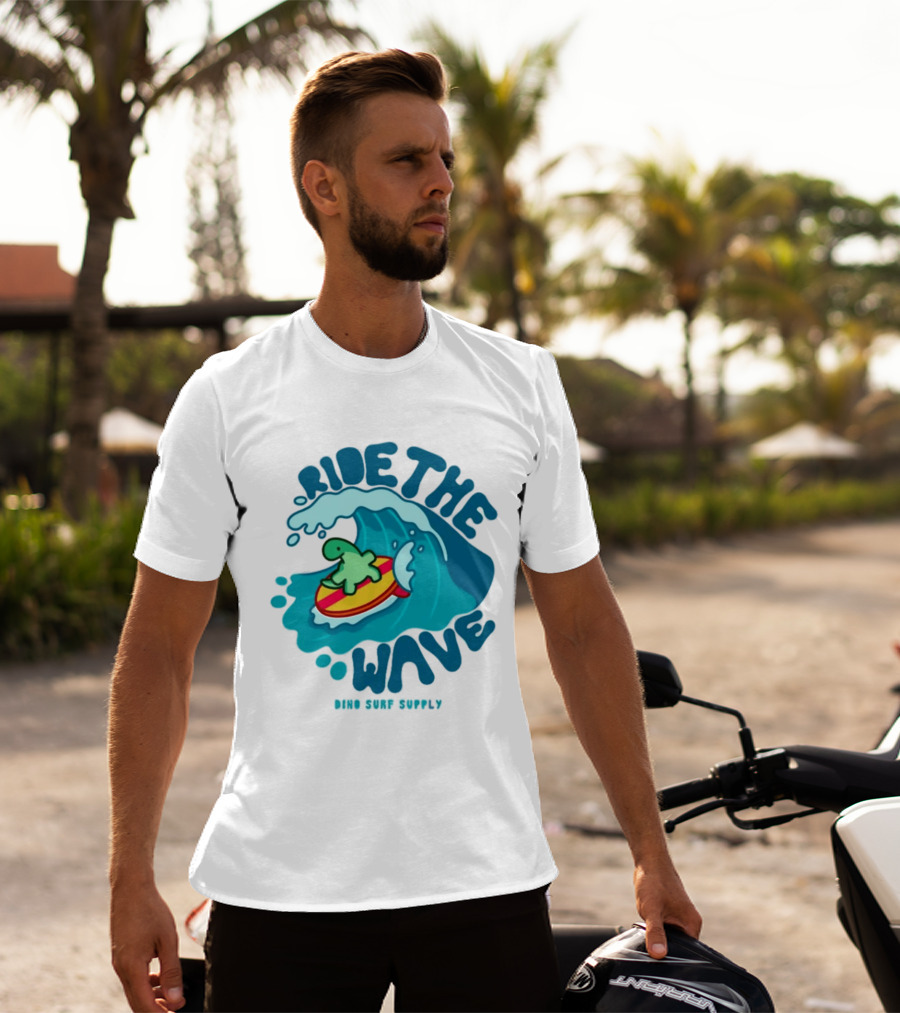 Ride The Wave Turtle Surfing Dino Surf Supply T-Shirt