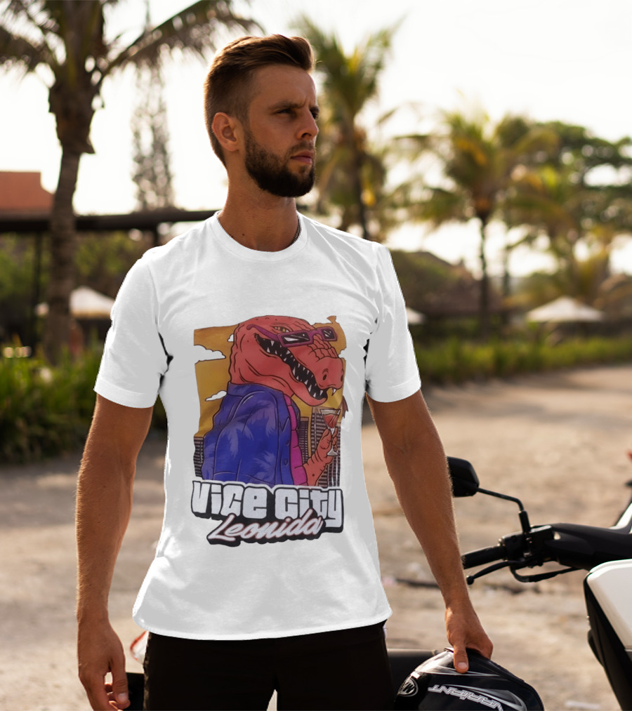 Vice City Leonida Rex Dinosaur Gaming Retro Vibes T-Shirt