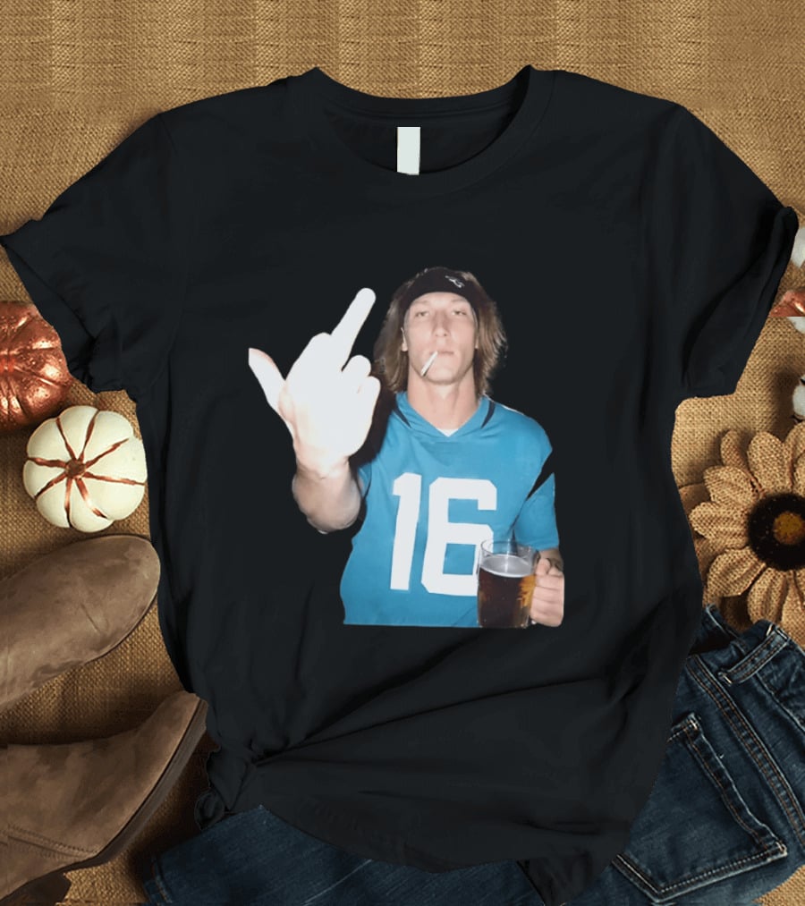 Trevor Lawrence Jersey 16 Middle Finger Beer Cigarette Jacksonville Jaguars T-Shirt