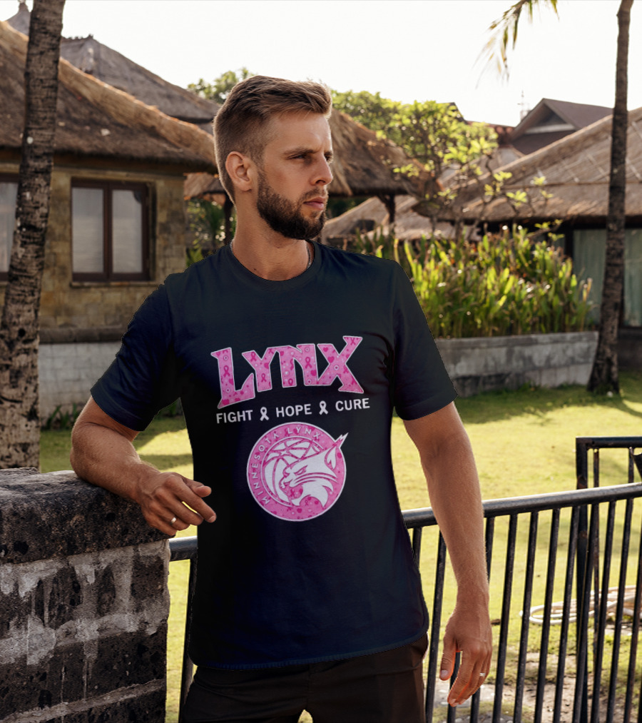 Minnesota Lynx Fight Hope Cure Breast Cancer Awareness Pink Ribbon T-Shirt