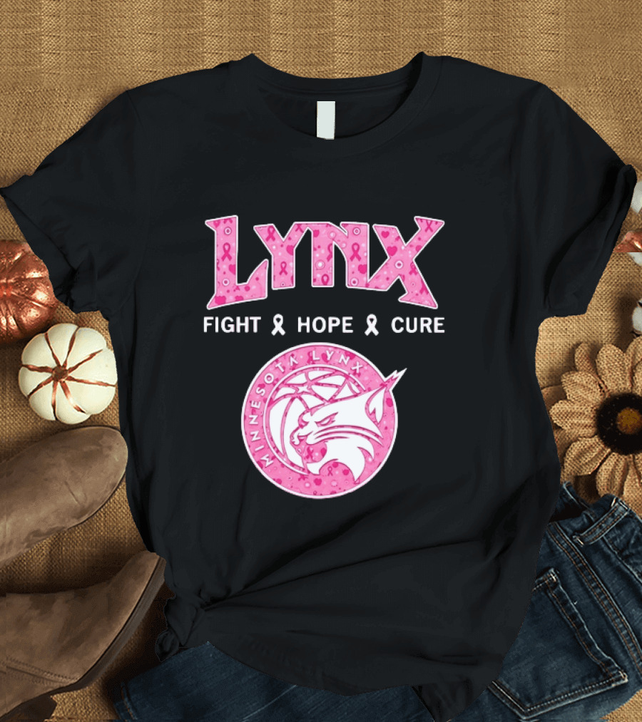 Minnesota Lynx Fight Hope Cure Breast Cancer Awareness Pink Ribbon T-Shirt