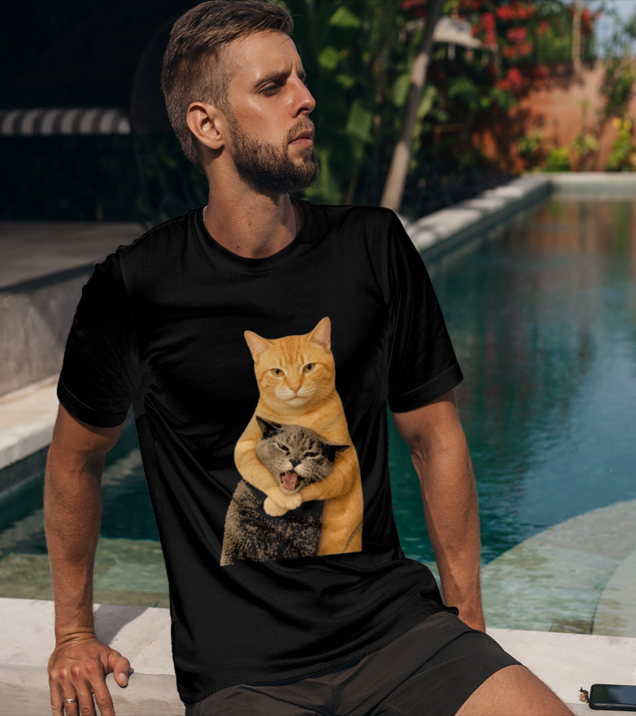 Cat Fight Meme Hugging Cats Funny Pet Lovers T-Shirt
