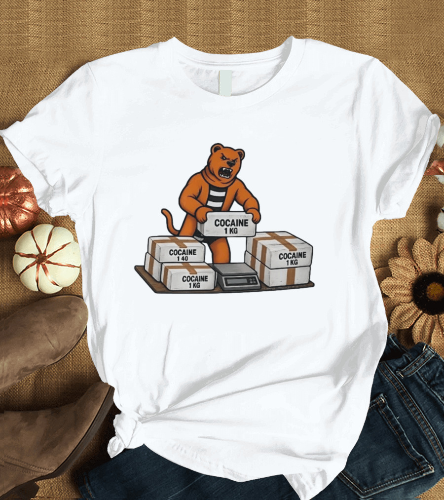 Angry Bear Holding Cocaine 1KG Bricks Meme T-Shirt