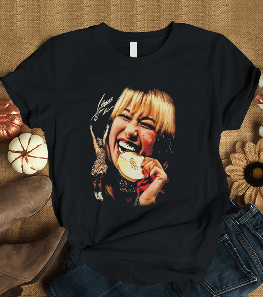 Tara Lipinski Olympic Gold Medal Celebration Iconic Figure Skater Image T-Shirt