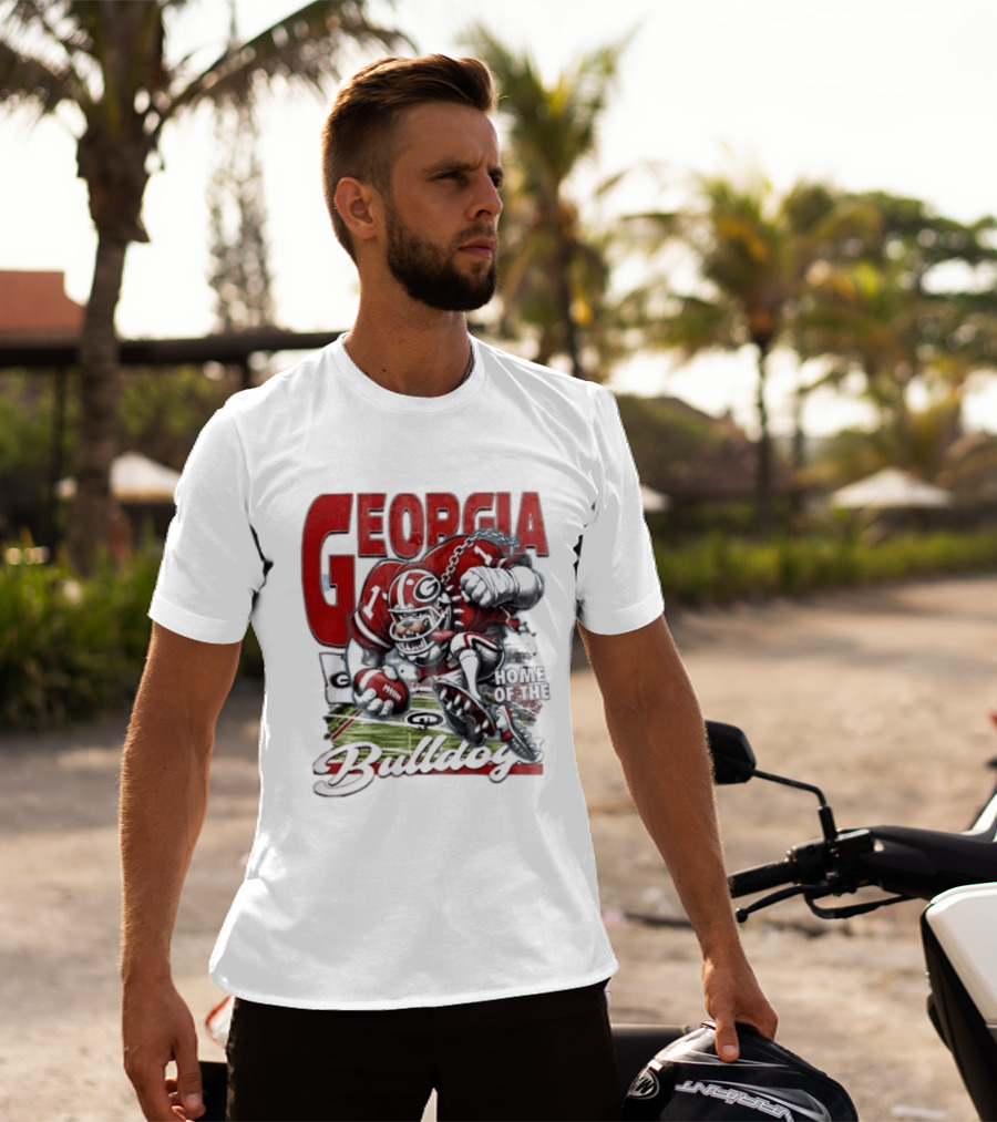 Georgia Bulldogs Football Cartoon Running Home Of The Bulldogs T-Shirt