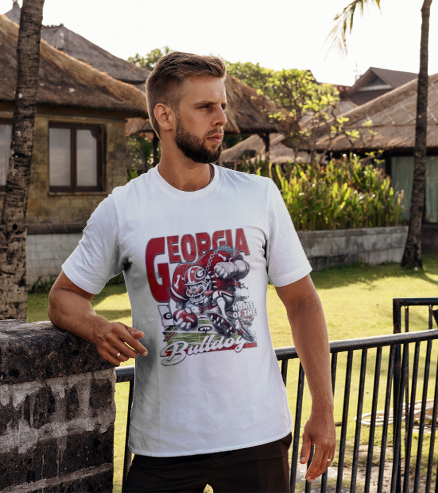 Georgia Bulldogs Football Cartoon Running Home Of The Bulldogs T-Shirt