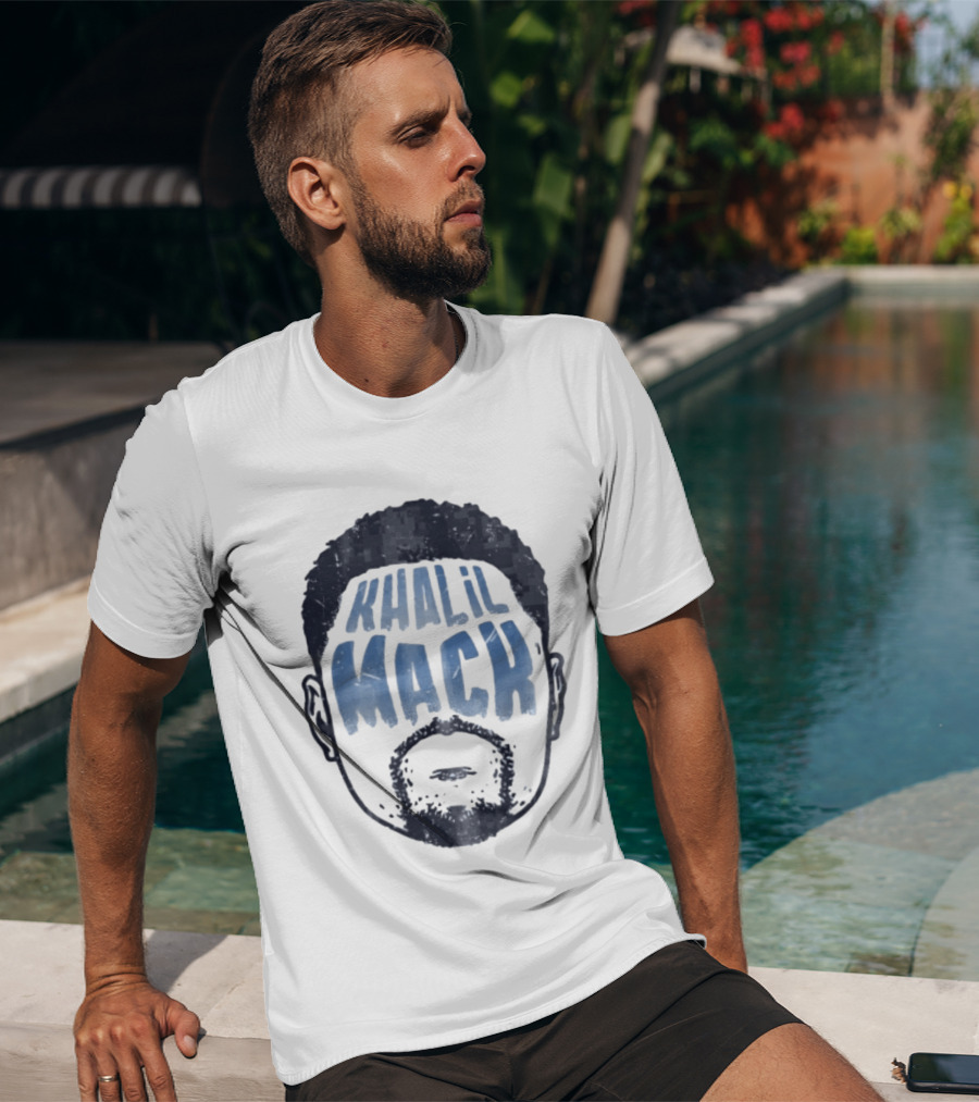 Khalil Mack Bearded Face Blue Distressed T-Shirt