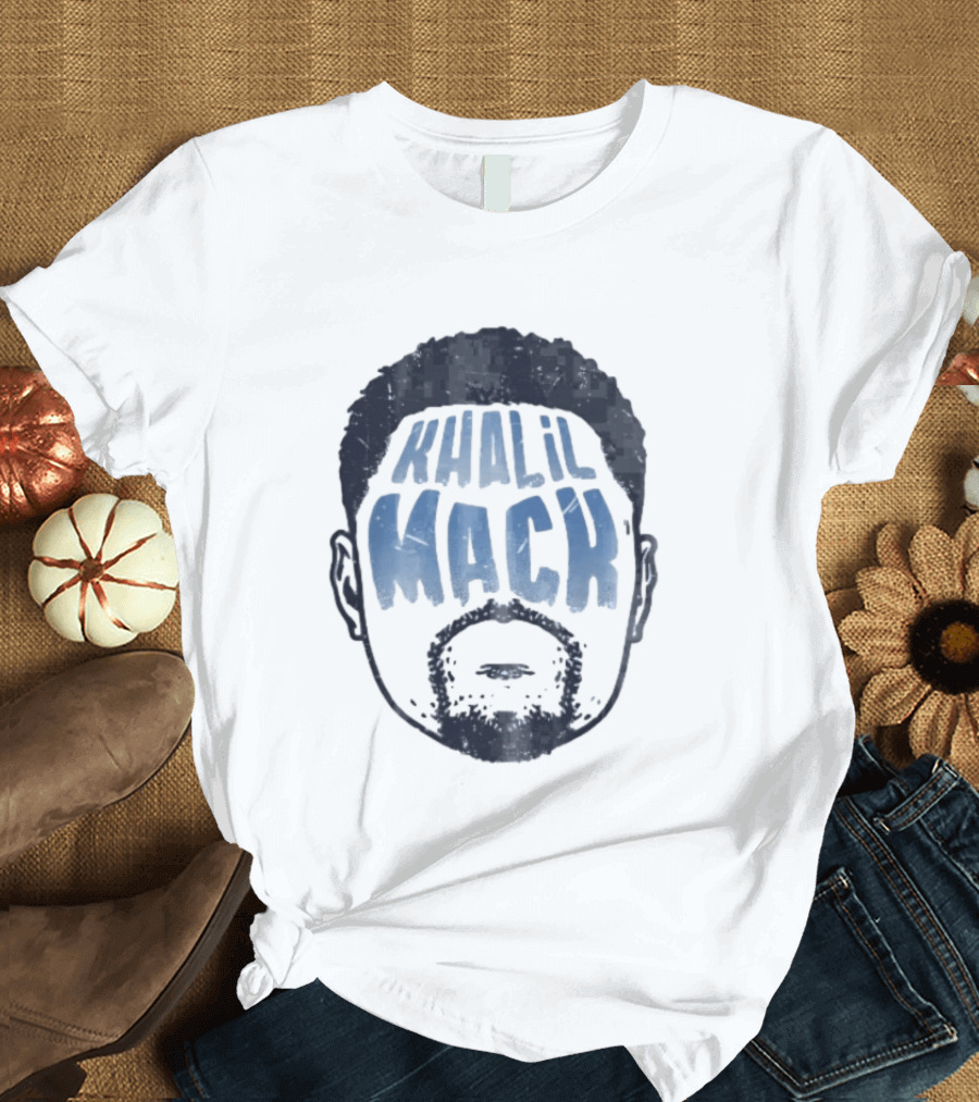 Khalil Mack Bearded Face Blue Distressed T-Shirt