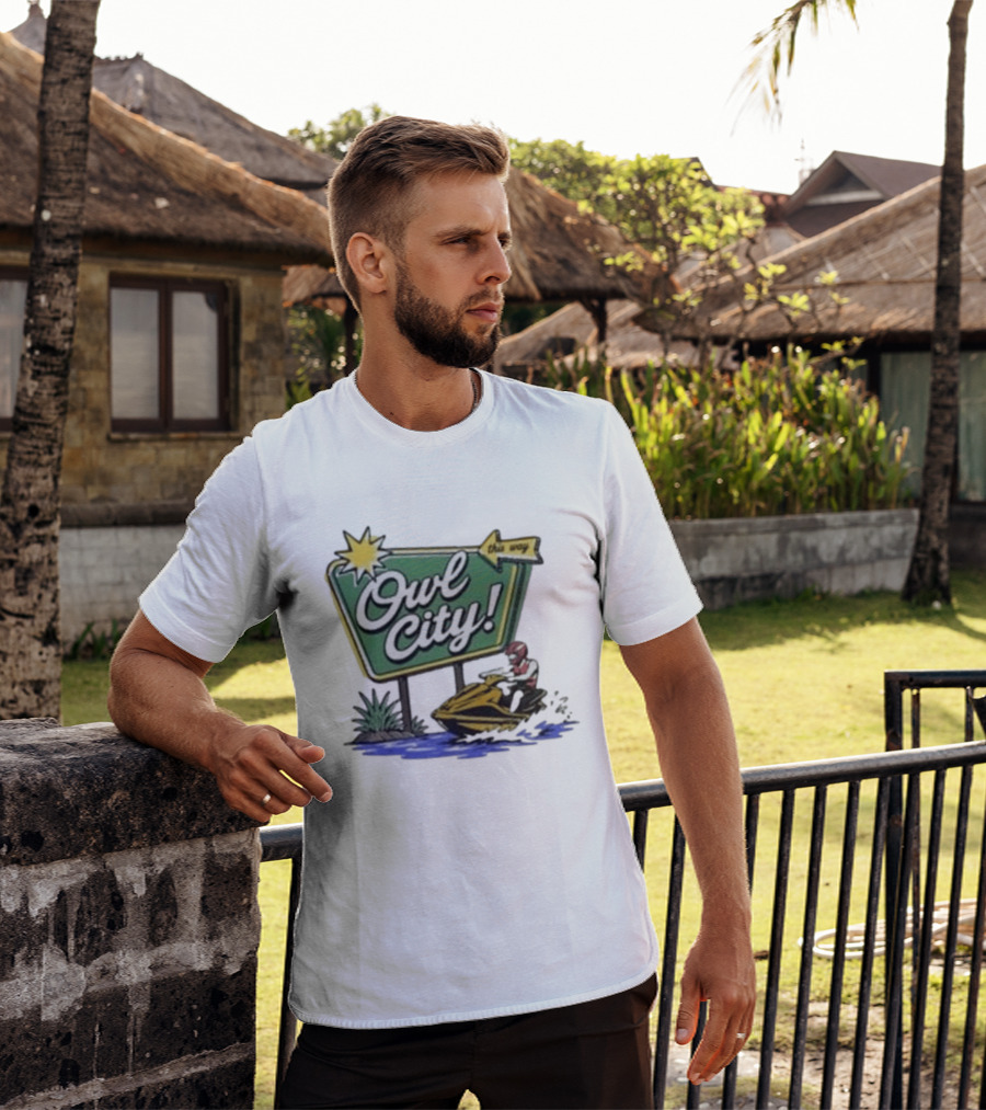 Owl City Music Welcome To Owl City Jet Ski Adventure Sign T-Shirt